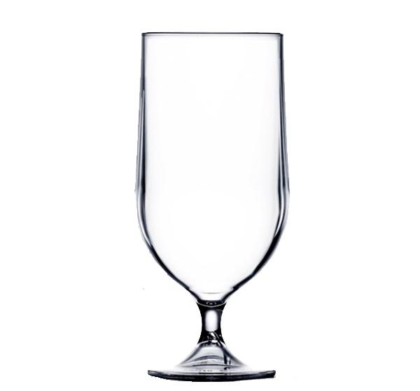 transparent Plastic Beer glass on foot with a capacity of 57 cl. transparent Plastic Beer glass on foot with a capacity of 57 cl.
